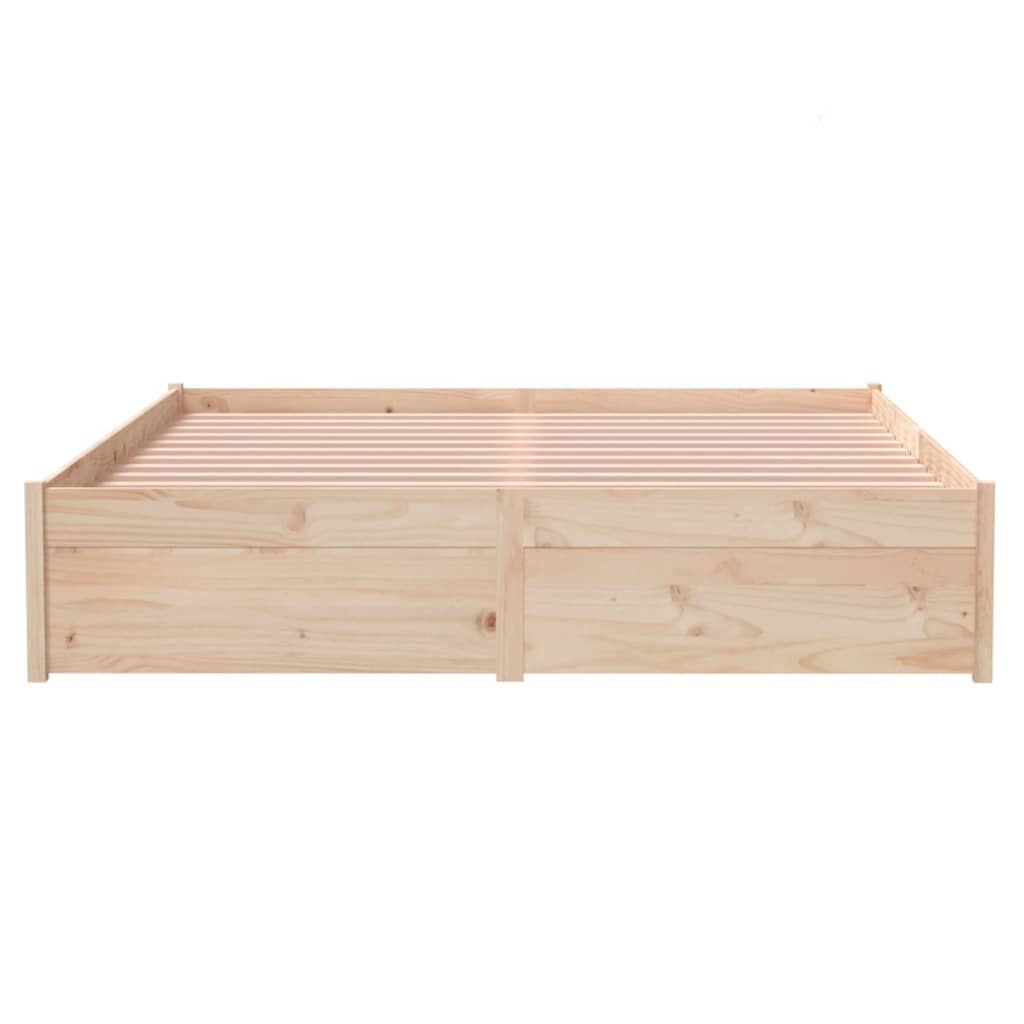 vidaXL Πλαίσιο Κρεβατιού 135 x 190 εκ. από Μασίφ Ξύλο Double
