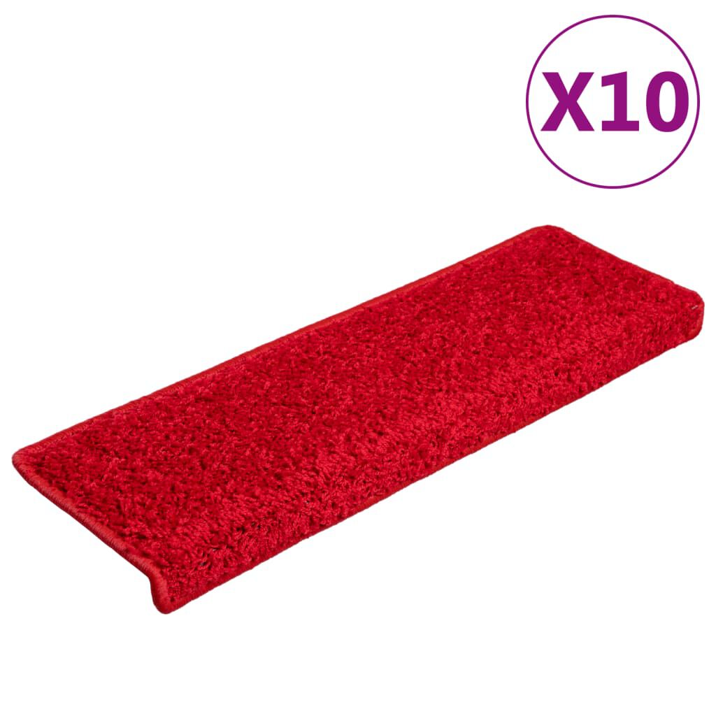 vidaXL Πατάκια Σκάλας 10 τεμ. Κόκκινα 65 x 21 x 4 εκ.