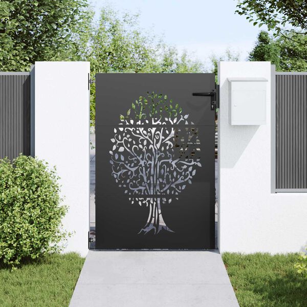 vidaXL Πύλη Κήπου Άλλο Μαύρο 100 x 125 εκ Ατσάλι με Επικάλυψη Πούδρας