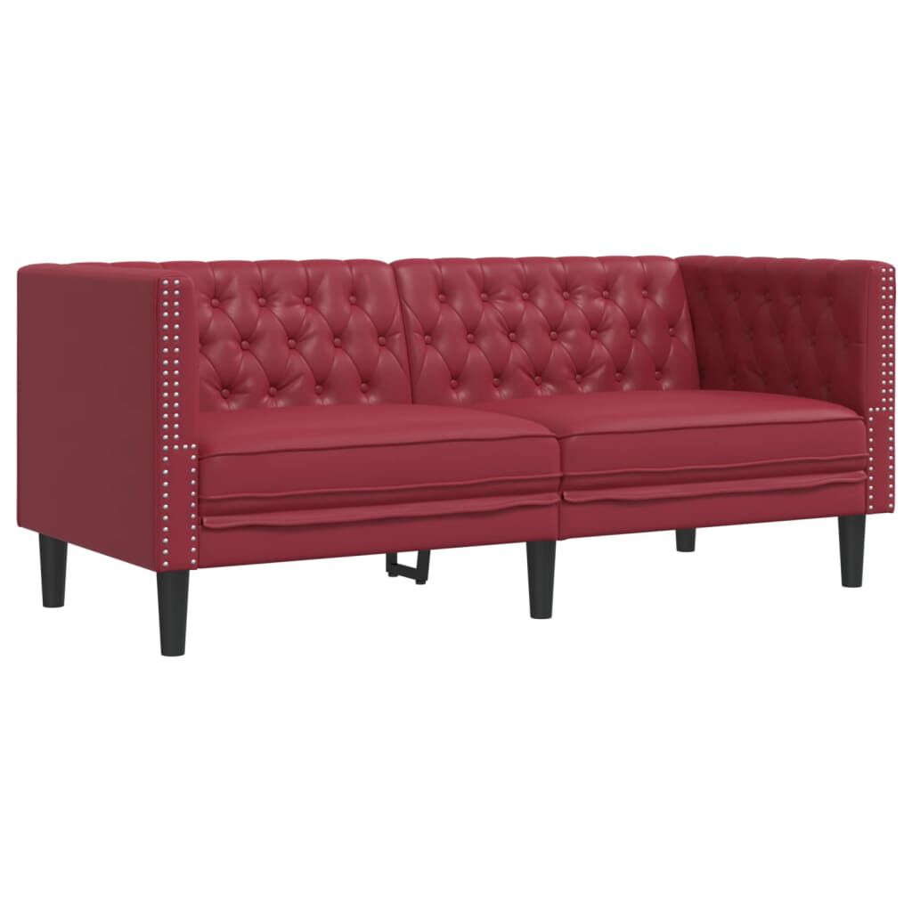 vidaXL Καναπές Chesterfield 2 θέσεων Μπορντό από Συνθετικό Δέρμα