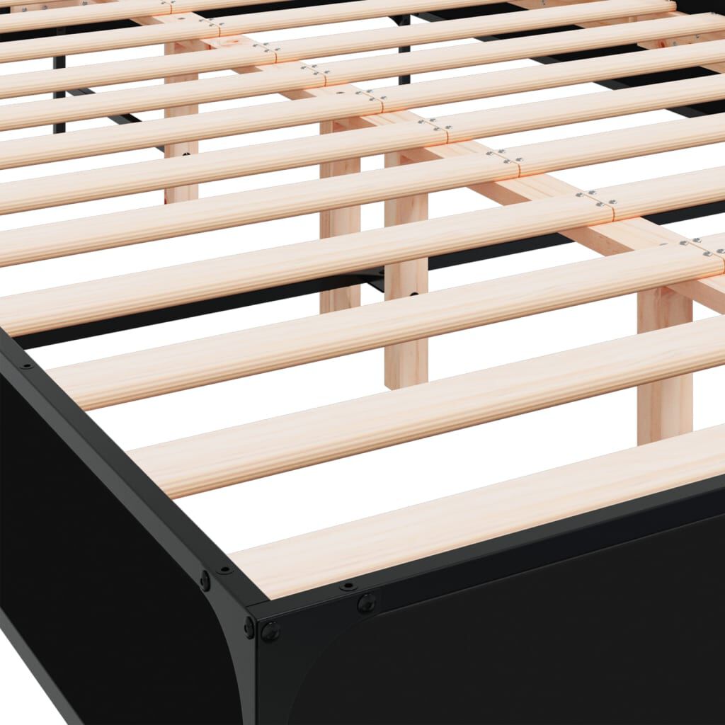 vidaXL Πλαίσιο Κρεβατιού Μαύρο 160 x 200 εκ. Επεξ. Ξύλο & Μέταλλο