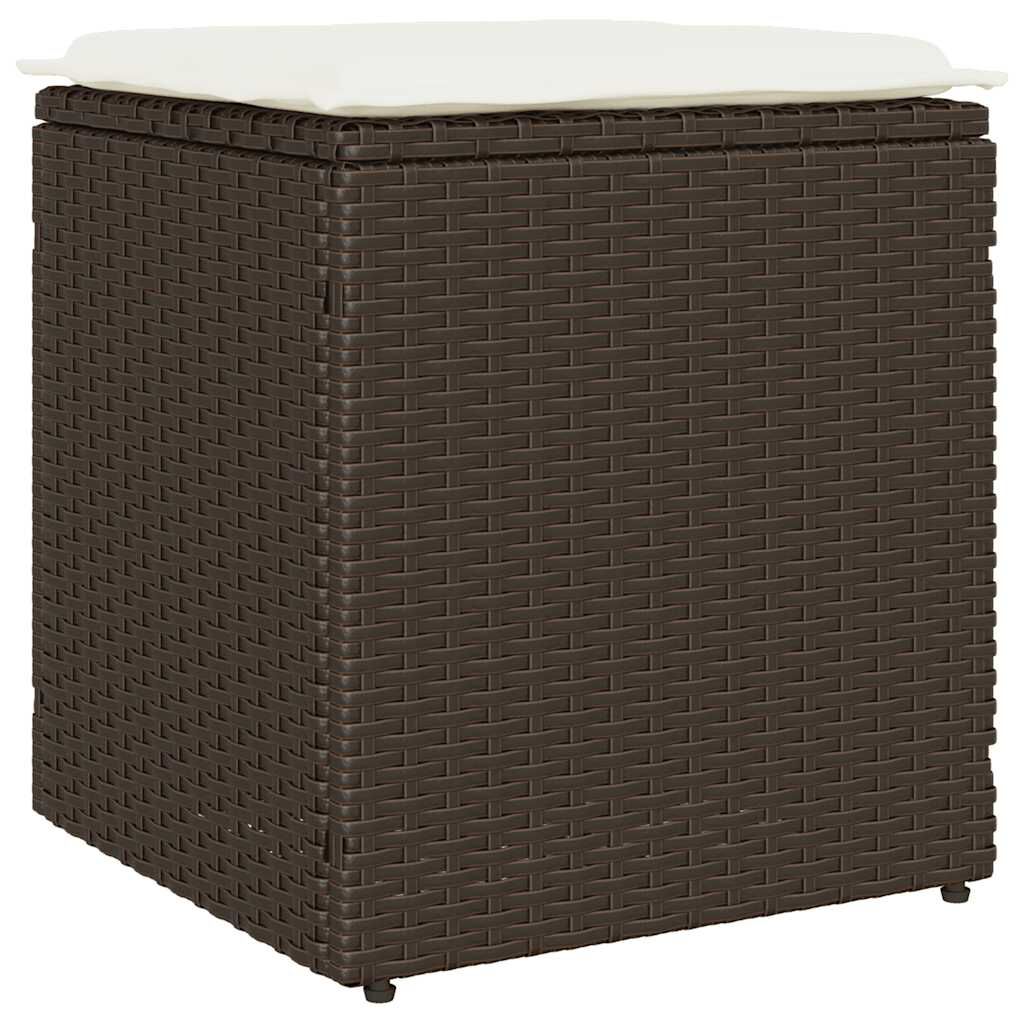vidaXL Σκαμπό κήπου με μαξιλάρια 2 τεμάχια Καφέ 40x40x43 cm