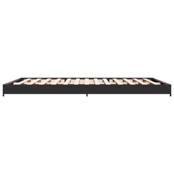 vidaXL Πλαίσιο Κρεβατιού Μαύρο 135x190 εκ. Επεξ. Ξύλο & Μέταλλο