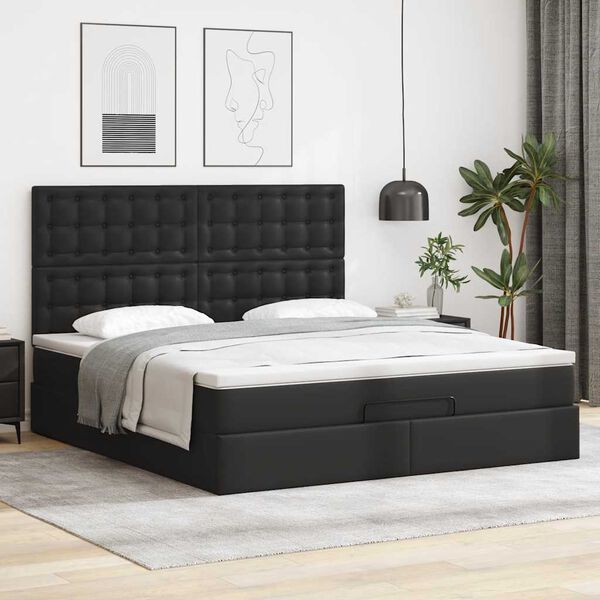 vidaXL &Omicron;&theta;&omega;&mu;&alpha;&nu;&iota;&kappa;ό &kappa;&rho;&epsilon;&beta;ά&tau;&iota; &mu;&epsilon; &sigma;&tau;&rho;ώ&mu;&alpha; &Mu;&alpha;ύ&rho;&omicron; 160x200cm Faux Leather
