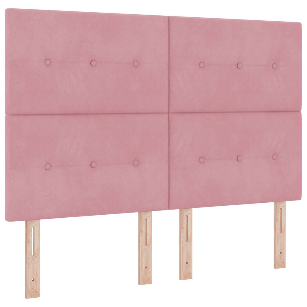 κρεβάτι Box Spring με στρώμα vidaXL Ροζ 140x200 εκ. Βελούδο