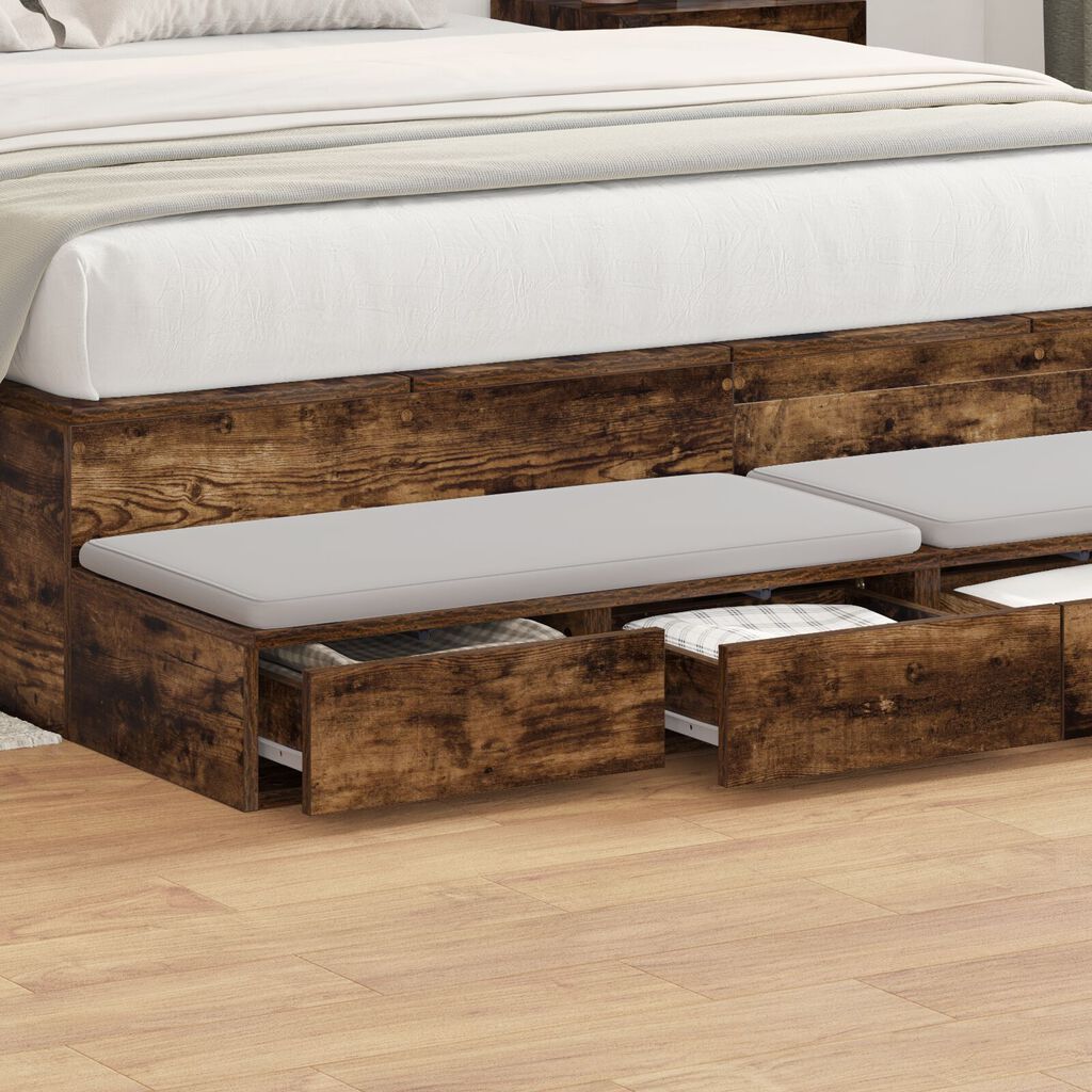 vidaXL Συρτάρια κρεβατιού Καπνιστή δρυς 135 x 36.5 x 16.5 εκ