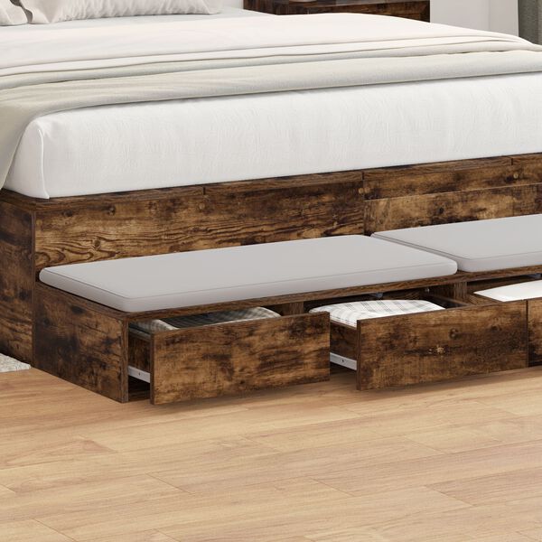 vidaXL Συρτάρια κρεβατιού Καπνιστή δρυς 135 x 36.5 x 16.5 εκ
