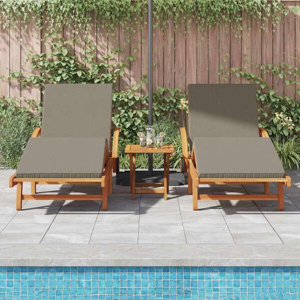 vidaXL Ξαπλώστρα 2 pcs Taupe 200 x 67 x 84εκ Μασίφ ξύλο ακακίας