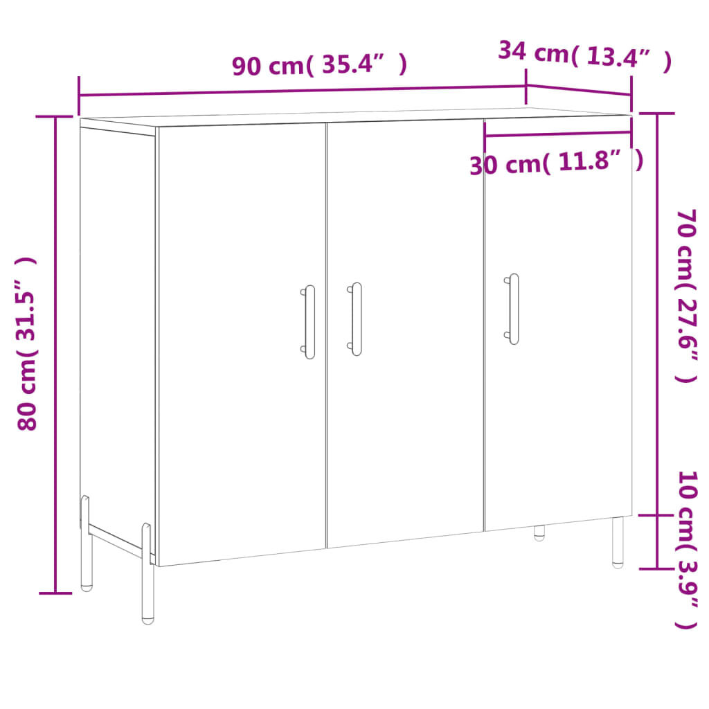 vidaXL Ντουλάπι Γκρι Sonoma 90 x 34 x 80 εκ. από Επεξεργασμένο Ξύλο