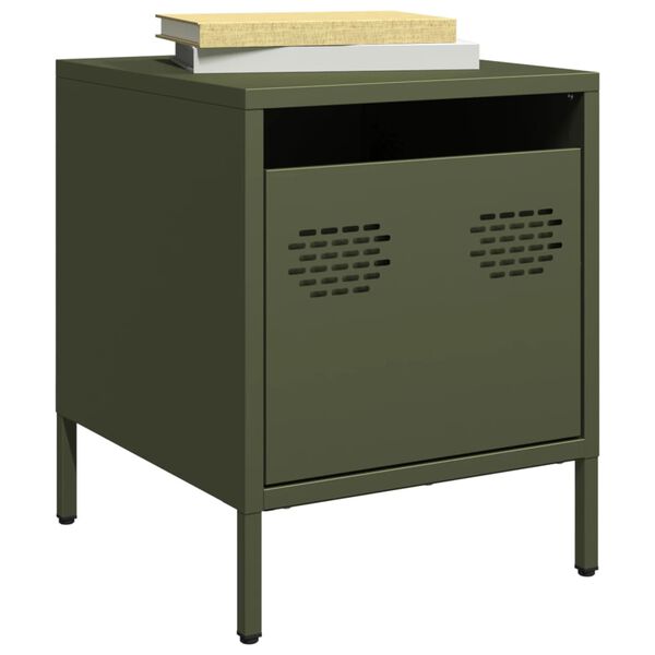 vidaXL Κομοδίνο Πράσινο Λαδί 35x39x43,5 εκ. από Χάλυβα