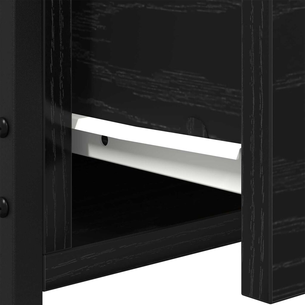 vidaXL Κομοδίνο Μαύρο Δρυς 34x36x50 εκ Επεξεργασμένο Ξύλο και Χάλυβας