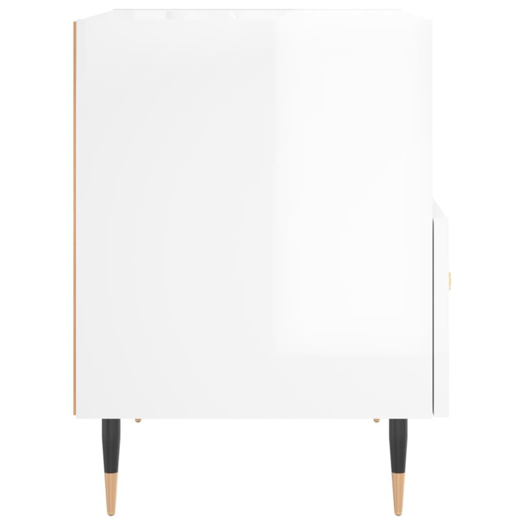 vidaXL Κομοδίνο Γυαλιστερό Λευκό 40 x 35 x 47,5 εκ. Επεξεργασμένο Ξύλο