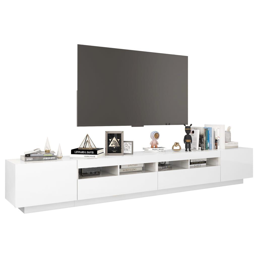 vidaXL Έπιπλο Τηλεόρασης με LED Γυαλιστερό Λευκό 260 x 35 x 40 εκ.