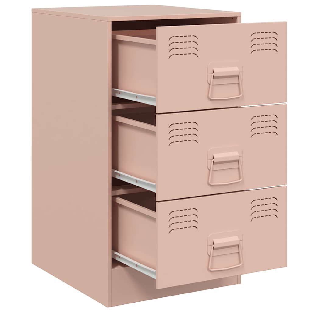 vidaXL Κομοδίνο Ροζ 34,5x39x62 εκ. από Χάλυβα