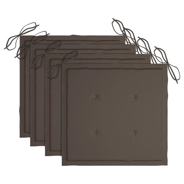 vidaXL Καρέκλες Κήπου 4 τεμ. από Μασίφ Ξύλο Teak με Taupe Μαξιλάρια