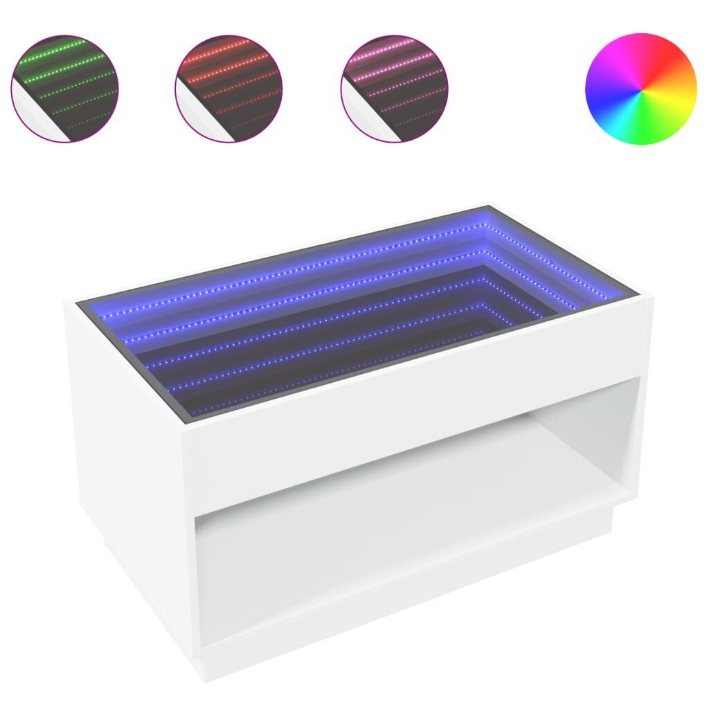 vidaXL Τραπεζάκι Σαλονιού Infinity LED Λευκό 90x50x50 εκ.