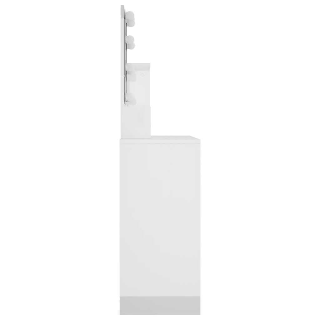 vidaXL Μπουντουάρ με LED Γυαλιστερό Λευκό 86,5x35x136 εκ.