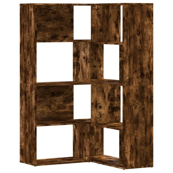 vidaXL Βιβλιοθήκη Γωνιακή 4 Επ. Καπνιστή Δρυς 85x85x140 εκ Επεξ. Ξύλο