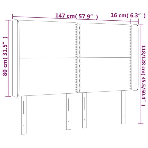 vidaXL Κεφαλάρι με Πτερύγια Μαύρο 147x16x118/128 εκ. Βελούδινο