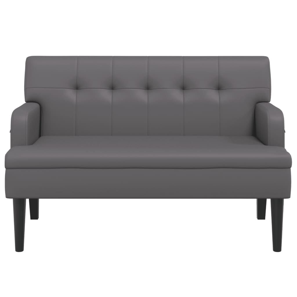vidaXL Παγκάκι με Πλάτη Γκρι 112 x 65,5 x 75 εκ. από Συνθετικό Δέρμα