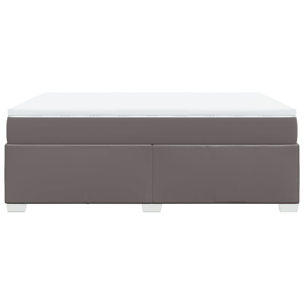 vidaXL Κρεβάτι Boxspring με Στρώμα Γκρι 160x200εκ. από Συνθετικό Δέρμα