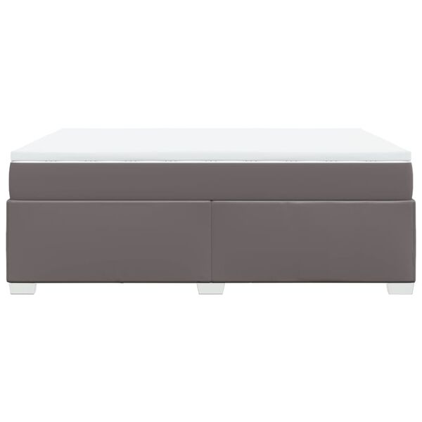 vidaXL Κρεβάτι Boxspring με Στρώμα Γκρι 160x200εκ. από Συνθετικό Δέρμα
