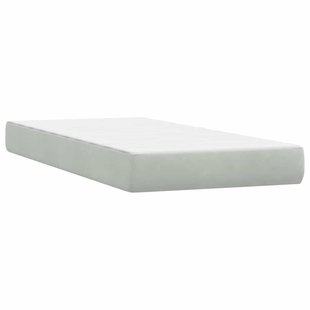 vidaXL Κρεβάτι Boxspring με Στρώμα Ανοιχτό Γκρι 80x210 εκ. Βελούδινο