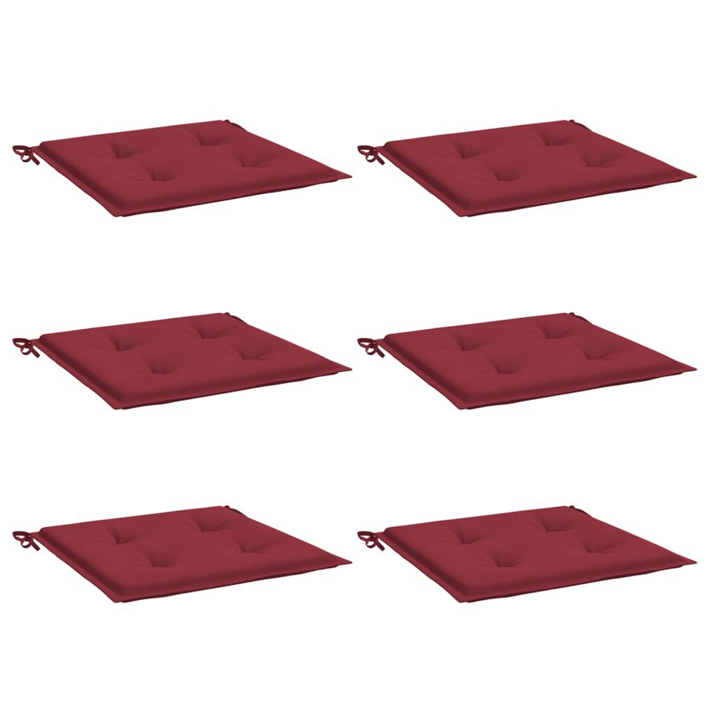 vidaXL Μαξιλάρια Καρέκλας Κήπου 6τεμ Μπορντό 50x50x3 εκ. Oxford Ύφασμα