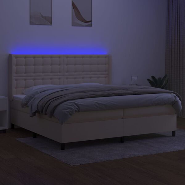 vidaXL &Kappa;&rho;&epsilon;&beta;ά&tau;&iota; Boxspring &mu;&epsilon; &Sigma;&tau;&rho;ώ&mu;&alpha; & LED &Kappa;&rho;&epsilon;&mu; 200x200 &epsilon;&kappa;. &Upsilon;&phi;&alpha;&sigma;&mu;ά&tau;&iota;&nu;&omicron;