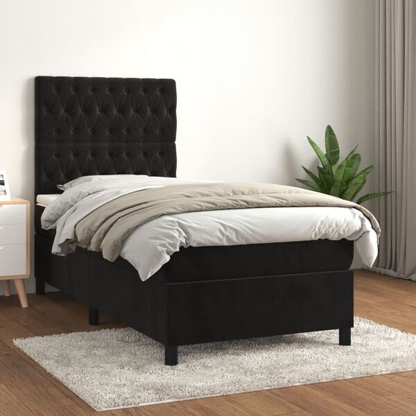 vidaXL &Kappa;&rho;&epsilon;&beta;ά&tau;&iota; Boxspring &mu;&epsilon; &Sigma;&tau;&rho;ώ&mu;&alpha; &Mu;&alpha;ύ&rho;&omicron; 90x190 &epsilon;&kappa;. &Beta;&epsilon;&lambda;&omicron;ύ&delta;&iota;&nu;&omicron;