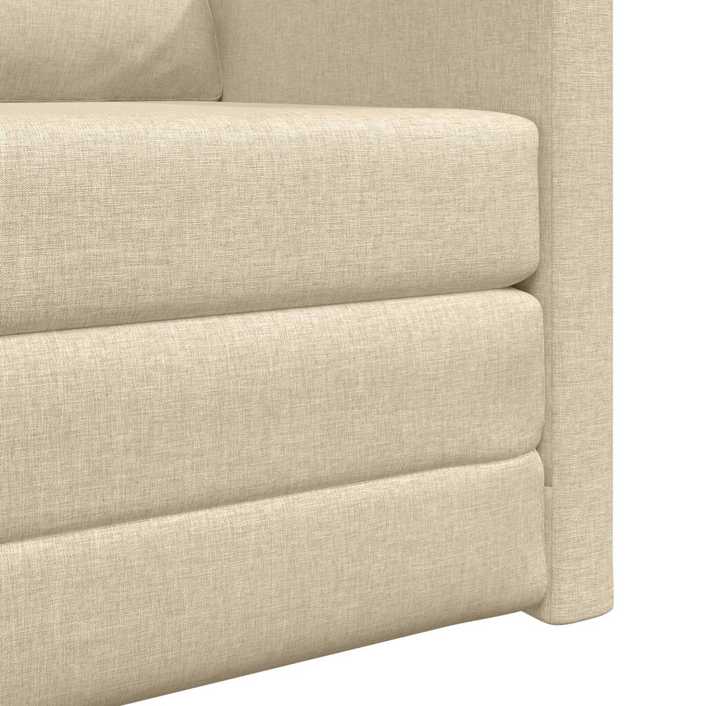 vidaXL Καναπές-Κρεβάτι Δαπέδου 2 σε 1 Κρεμ 112x174x55 εκ. Ύφασμα