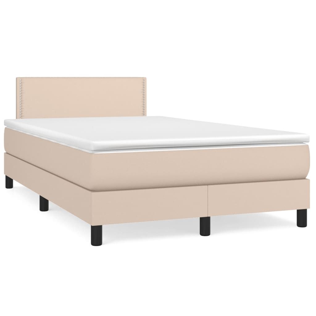 vidaXL Κρεβάτι Boxspring με Στρώμα Καπουτσίνο 120x200εκ.από Συνθ.Δέρμα