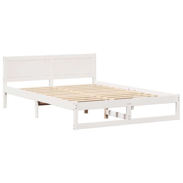 vidaXL Σκελετός Κρεβατιού Λευκό 140 x 200 cm Μασίφ ξύλο πεύκου
