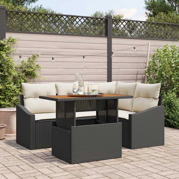 vidaXL Σέτ φαγητού για κήπο Μαύρο και Κρέμα 100 x 55 x 73 εκ