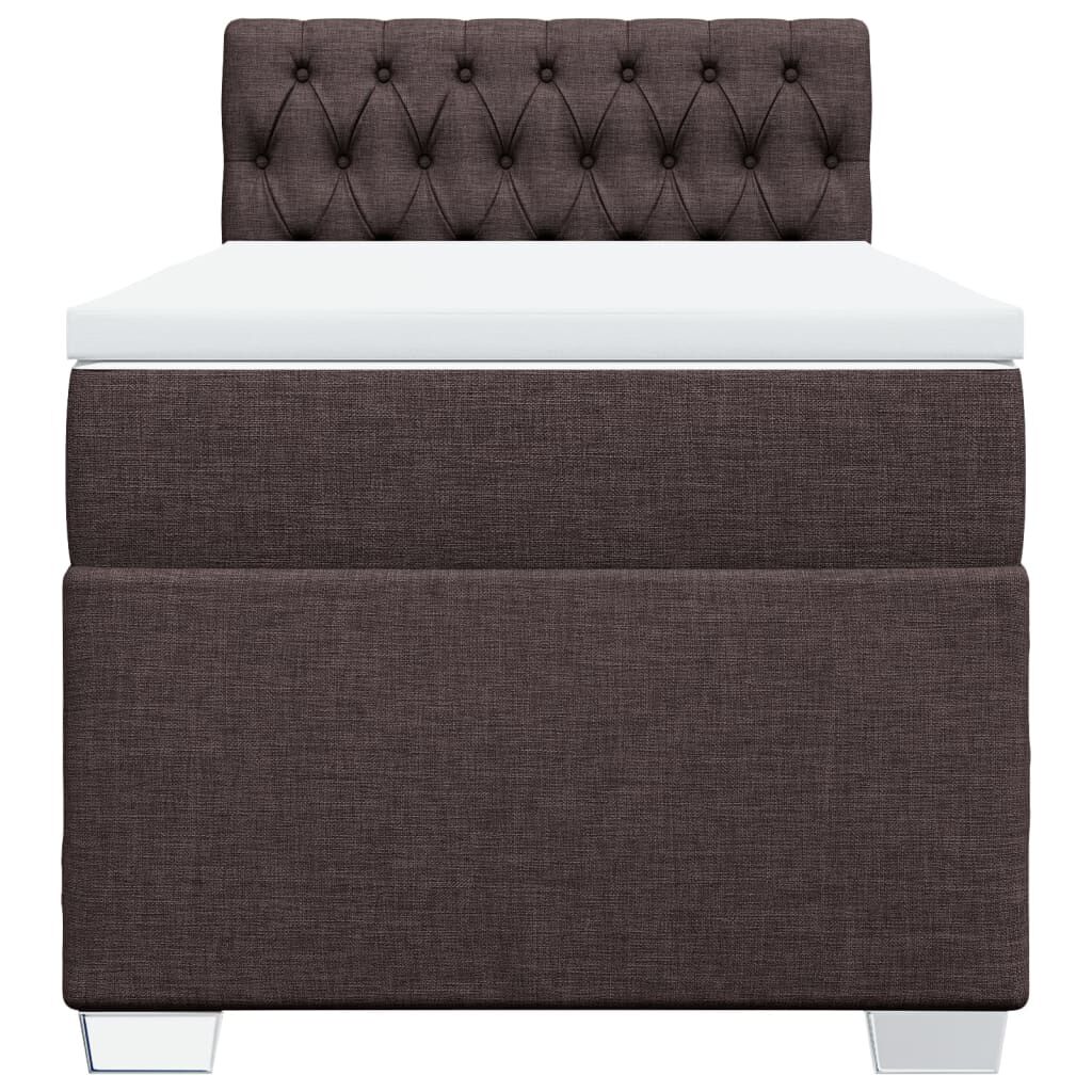 vidaXL Κρεβάτι Boxspring με Στρώμα Σκούρο Καφέ 90x190 εκ. Υφασμάτινο