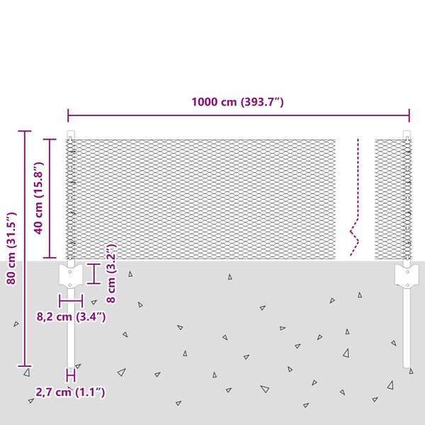 vidaXL Φράχτης με Στήλες. Πράσινο 0.4 x 10 μ Ατσάλι