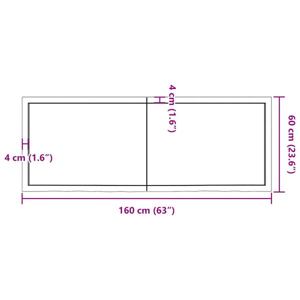 vidaXL Ράφι Τοίχου Ανοιχτό Καφέ 160x60x(2-4)εκ. Επεξ. Μασίφ Ξύλο Δρυός