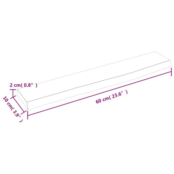 vidaXL Ράφι Τοίχου Ανοιχτό Καφέ 60x10x2 εκ. Επεξεργ. Μασίφ Ξύλο Δρυός