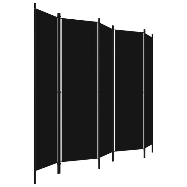 vidaXL Διαχωριστικό Δωματίου με 5 Πάνελ Μαύρο 250 x 180 εκ.
