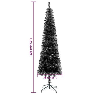 vidaXL Χριστουγεν Δέντρο Προφωτισμένο Slim Μαύρο 120εκ