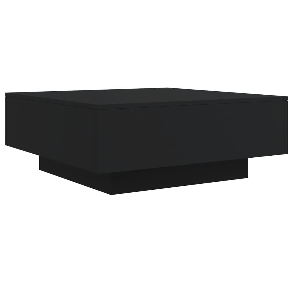 vidaXL Τραπεζάκι Σαλονιού με Φώτα LED Μαύρο 80x80x31 εκ.