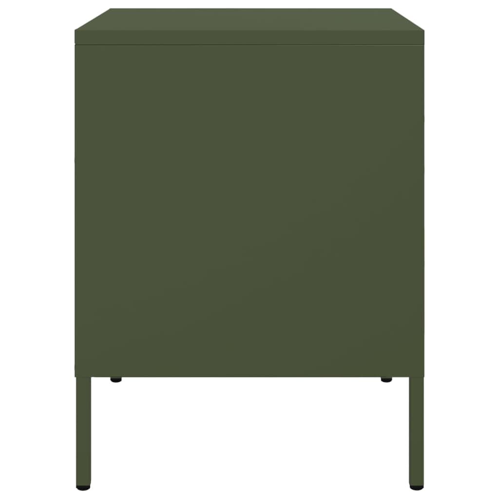 vidaXL Κομοδίνο Πράσινο Λαδί 36x39x50,5 εκ. από Χάλυβα