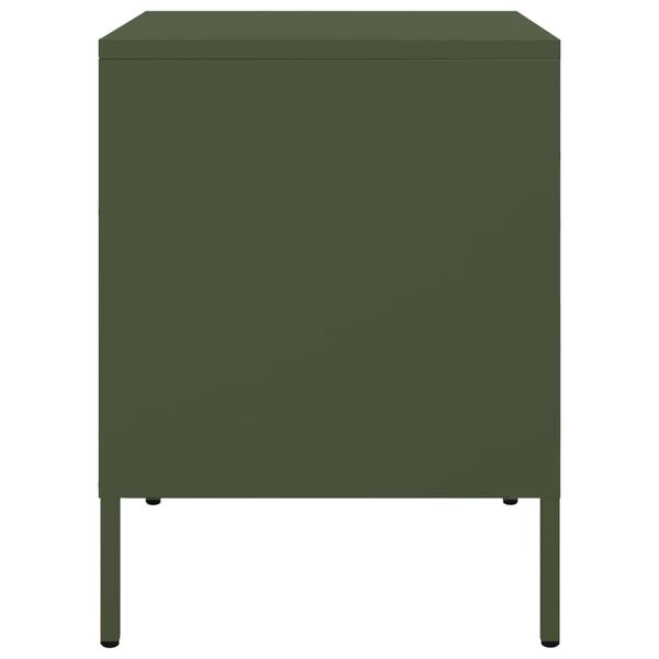 vidaXL Κομοδίνο Πράσινο Λαδί 36x39x50,5 εκ. από Χάλυβα