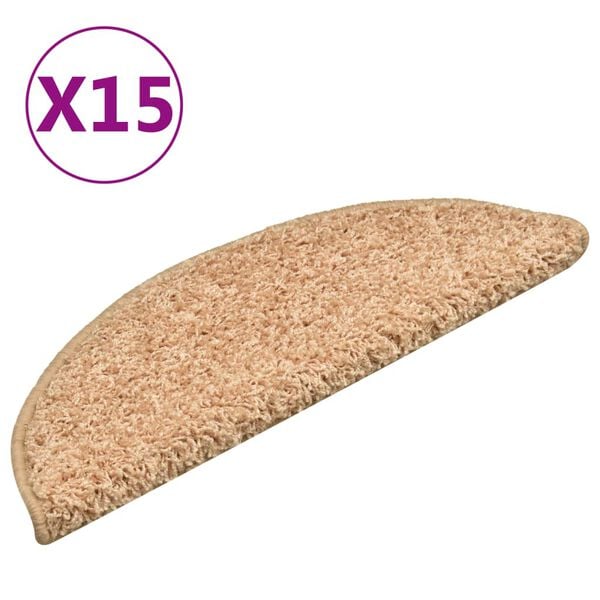 vidaXL Πατάκια Σκαλιών 15 τεμ. Χρυσά Ημίστρογα 56x17x3 εκ.