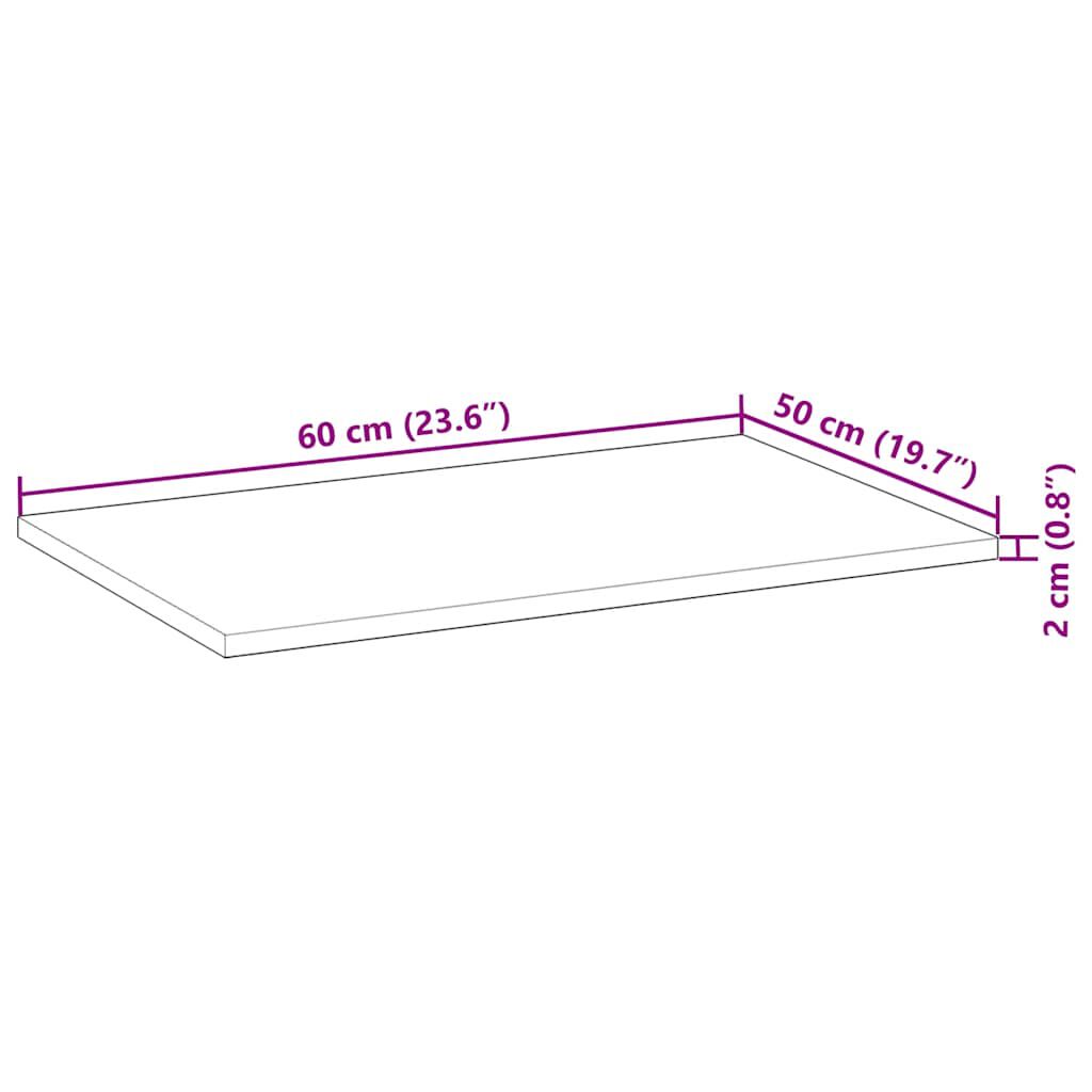 vidaXL Επιφάνεια Γραφείου Ορθογώνια 60x50x2 εκ. Μασίφ Ξύλο Ακακίας