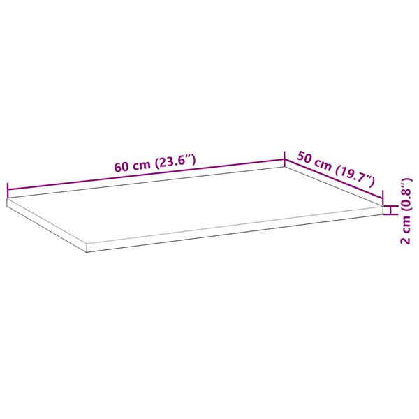 vidaXL Επιφάνεια Γραφείου Ορθογώνια 60x50x2 εκ. Μασίφ Ξύλο Ακακίας
