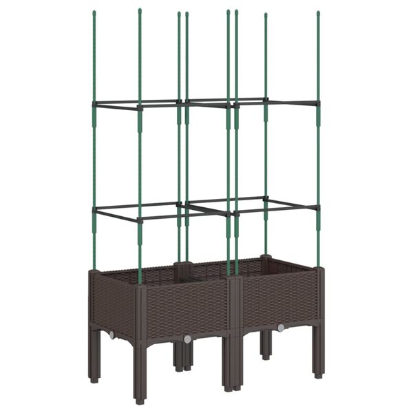 vidaXL Ζαρντινιέρα Κήπου με Καφασωτό Καφέ 80 x 40 x 142,5 εκ. από PP