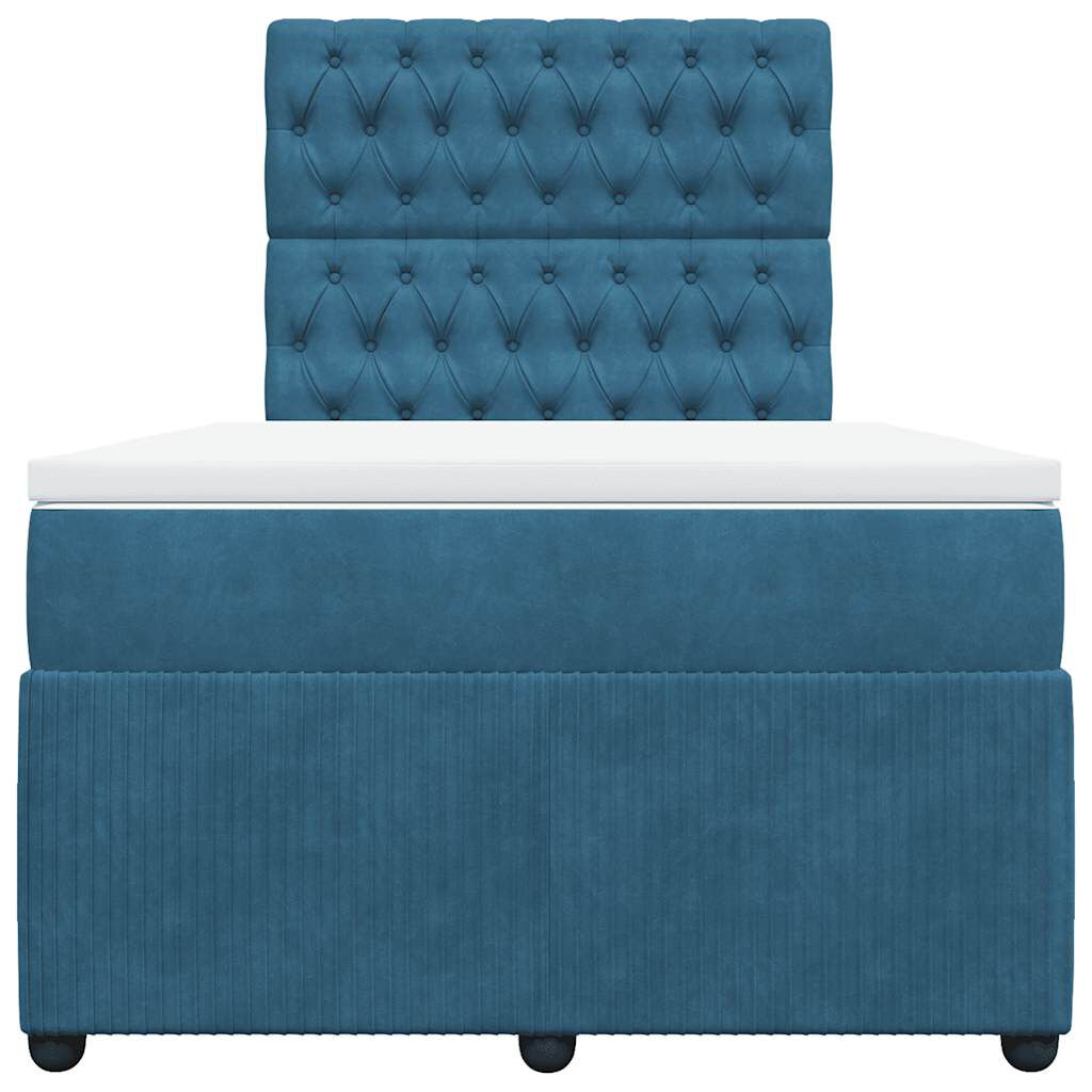 vidaXL Κρεβάτι Boxspring με Στρώμα Σκούρο Μπλε 120x190 εκ. Βελούδινο