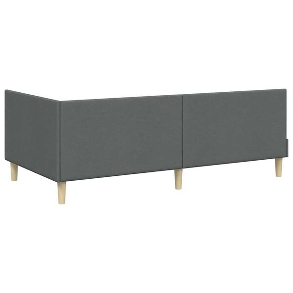vidaXL Κρεβάτι Γωνίας Σκούρο γκρι 90 x 200 cm Ύφασμα και Έργο ξύλου