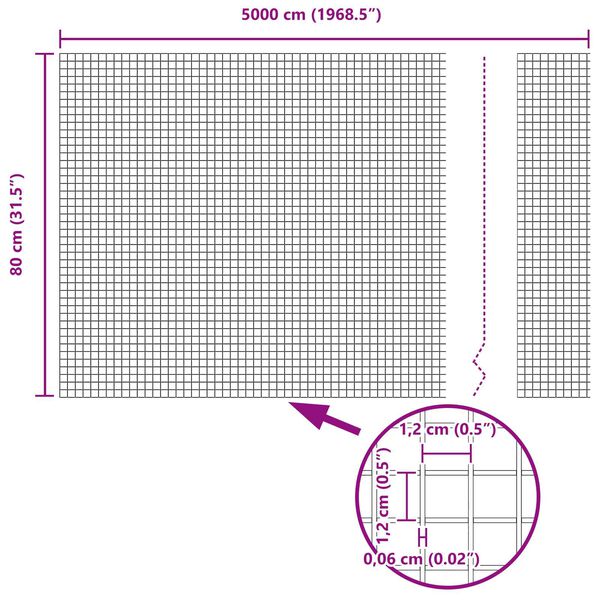 vidaXL Συγκολλητός φράχτης από σύρμα Ασημί 0.8 x 50 μ Ατσάλι